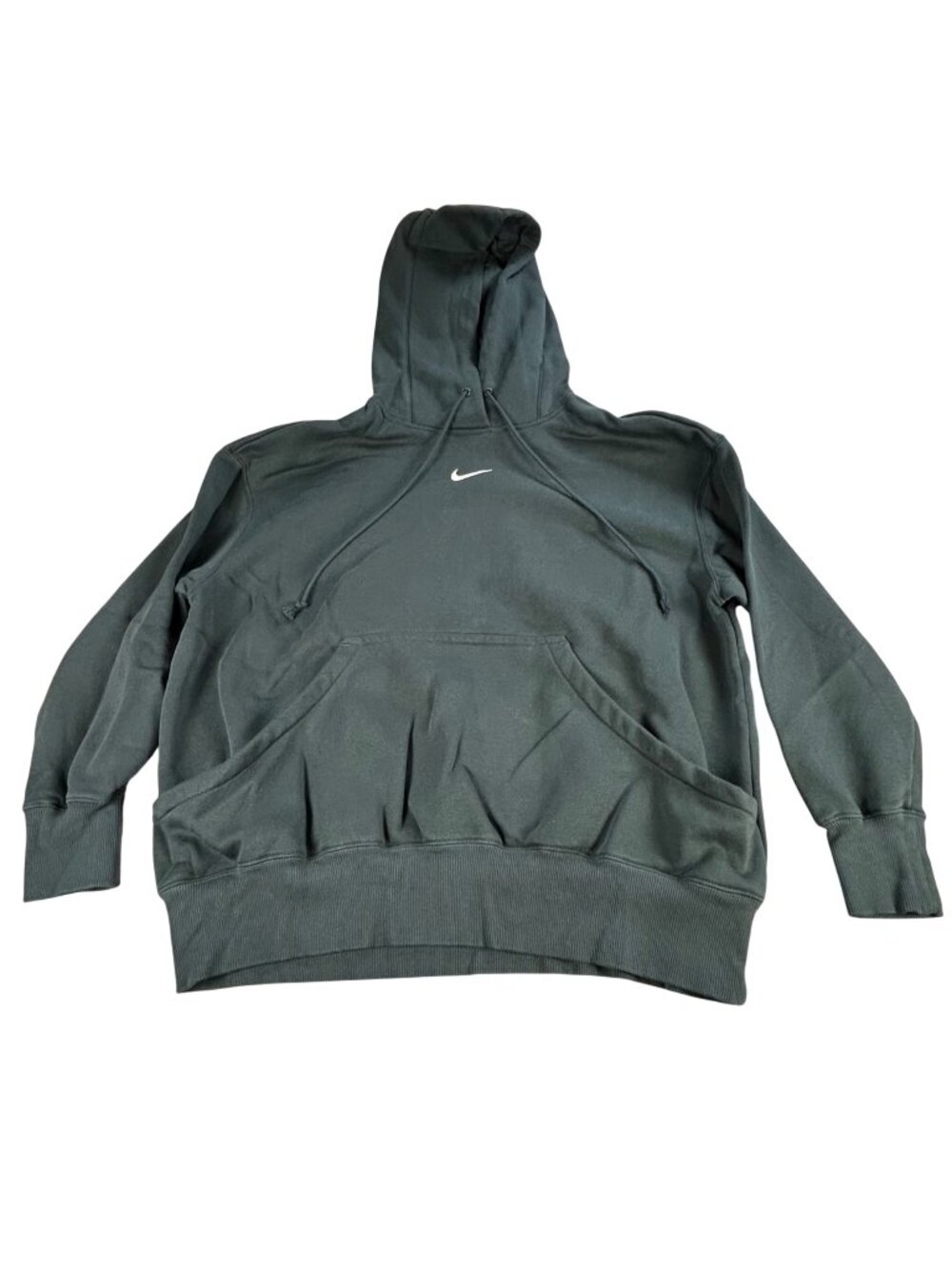 Nike Phoenix Fleece Hoodie Sweatshirt Womens Sz L Seaweed Green Swoosh Logo Hood
